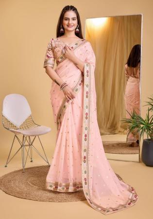 Picture of Nice Silk & Organza Light Pink Saree