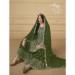 Picture of Georgette Dark Olive Green Straight Cut Salwar Kameez