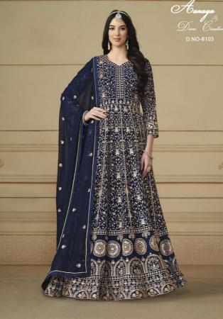 Picture of Georgette Midnight Blue Anarkali Salwar Kameez