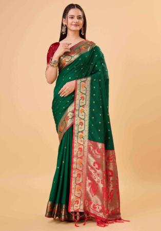 Picture of Ravishing Silk Dark Green Saree