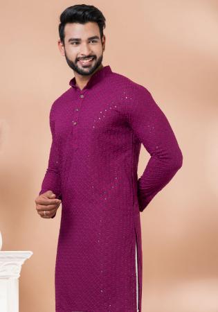 Picture of Classy Rayon Medium Violet Red Kurtas