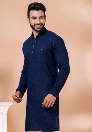 Picture of Shapely Rayon Midnight Blue Kurtas