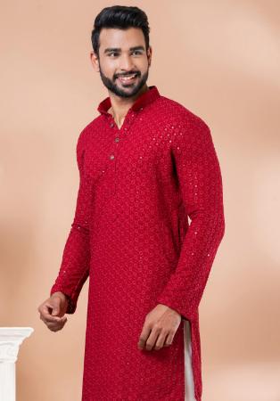 Picture of Statuesque Rayon Crimson Kurtas