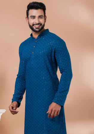 Picture of Alluring Rayon Teal Kurtas