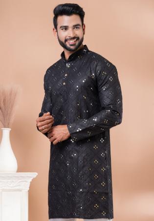 Picture of Beauteous Cotton Black Kurtas