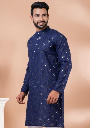 Picture of Fine Cotton Navy Blue Kurtas