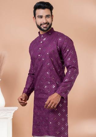 Picture of Beauteous Cotton Purple Kurtas