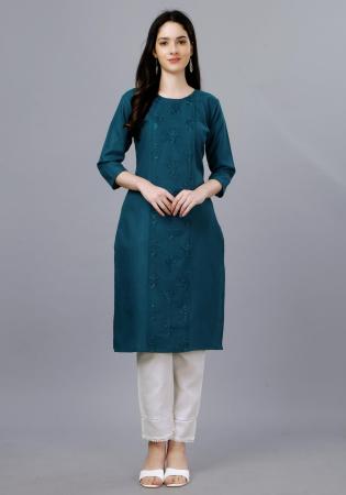 Picture of Superb Cotton Midnight Blue Kurtis & Tunic