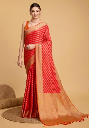 Picture of Exquisite Silk Tomato Saree