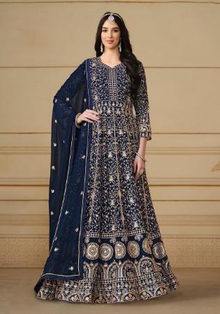 Picture of Georgette Midnight Blue Anarkali Salwar Kameez