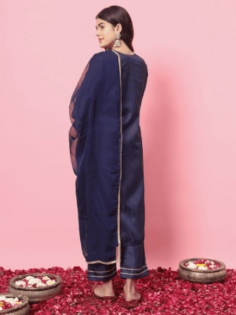 Picture of Marvelous Silk Navy Blue Readymade Salwar Kameez