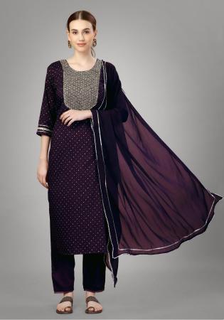 Picture of Delightful Silk Purple Readymade Salwar Kameez