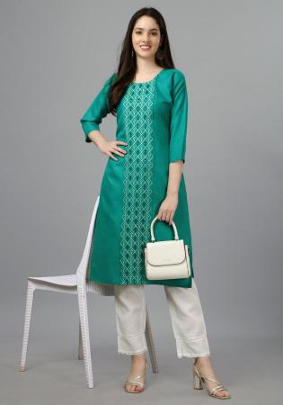 Picture of Ideal Cotton Sea Green Kurtis & Tunic