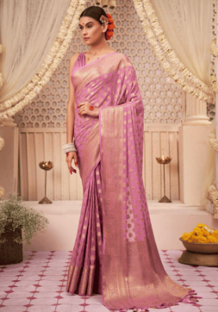 Picture of Delightful Silk Pale Violet Red Saree