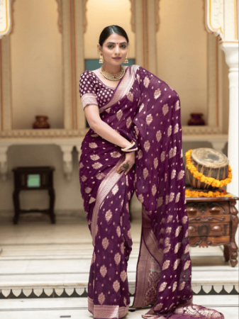 Picture of Enticing Silk Dark Magenta Saree