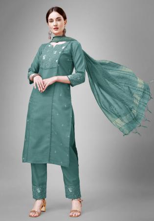 Picture of Splendid Cotton Cadet Blue Readymade Salwar Kameez