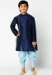 Picture of Graceful Silk Navy Blue Kids Kurta Pyjama