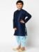 Picture of Graceful Silk Navy Blue Kids Kurta Pyjama