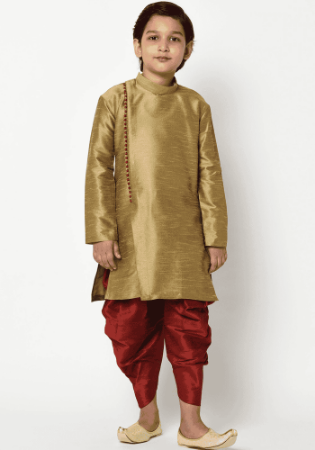 Picture of Radiant Silk Tan Kids Kurta Pyjama