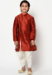 Picture of Elegant Silk Maroon Kids Kurta Pyjama