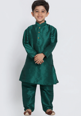 Picture of Sightly Silk Dark Slate Grey Kids Kurta Pyjama