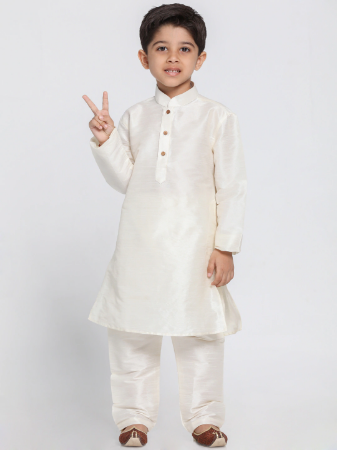 Picture of Magnificent Silk Off White Kids Kurta Pyjama