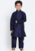 Picture of Fine Silk Navy Blue Kids Kurta Pyjama