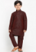 Picture of Well Formed Silk Brown Kids Kurta Pyjama