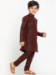 Picture of Well Formed Silk Brown Kids Kurta Pyjama