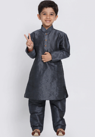 Picture of Marvelous Silk Dark Slate Grey Kids Kurta Pyjama