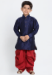 Picture of Admirable Silk Navy Blue Kids Kurta Pyjama