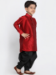 Picture of Fine Silk Maroon Kids Kurta Pyjama