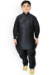 Picture of Superb Silk Black Kids Kurta Pyjama