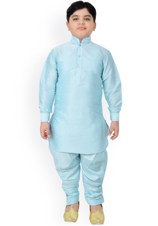 Picture of Lovely Silk Powder Blue Kids Kurta Pyjama