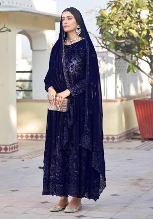 Picture of Georgette Midnight Blue Anarkali Salwar Kameez