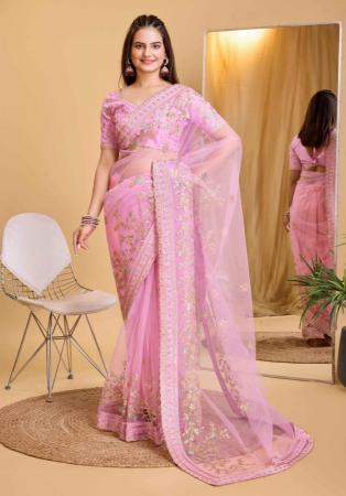 Picture of Sightly Net Light Pink Saree