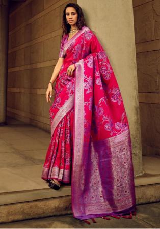 Picture of Gorgeous Satin & Brasso Crimson Saree