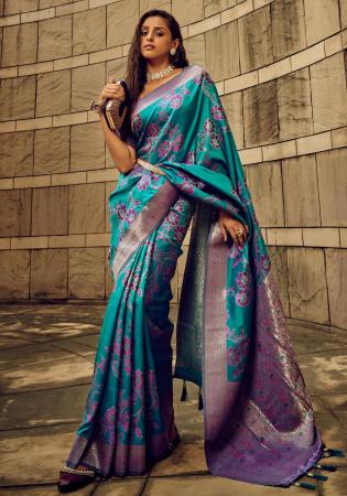 Picture of Superb Satin & Brasso Teal Saree