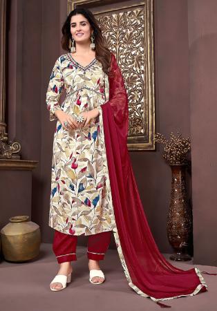 Picture of Well Formed Rayon Beige Readymade Salwar Kameez