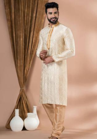 Picture of Good Looking Silk Beige Kurtas