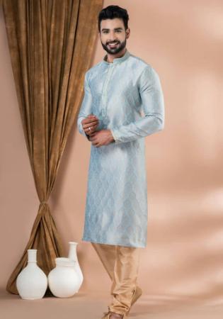 Picture of Radiant Silk Light Slate Grey Kurtas