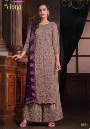 Picture of Net Dark Olive Green Straight Cut Salwar Kameez