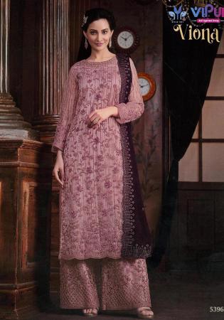 Picture of Statuesque Net Rosy Brown Straight Cut Salwar Kameez