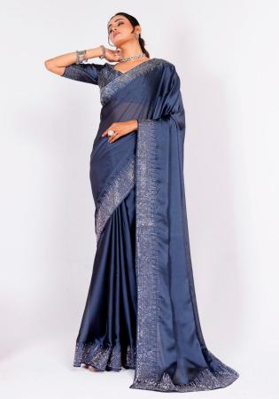 Picture of Beauteous Silk Dark Slate Grey Saree