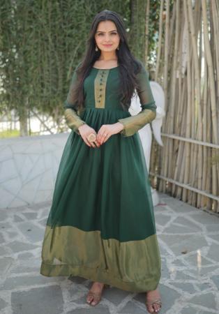 Picture of Superb Chiffon Sea Green Readymade Gown