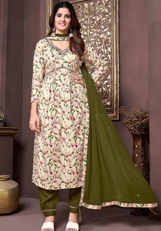 Picture of Wonderful Rayon Beige Readymade Salwar Kameez