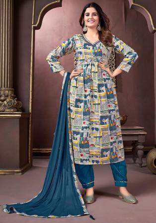 Picture of Rayon Dark Slate Grey Readymade Salwar Kameez