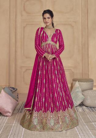 Picture of Pretty Georgette Deep Pink Anarkali Salwar Kameez