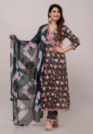 Picture of Rayon & Cotton Dark Slate Grey Readymade Salwar Kameez