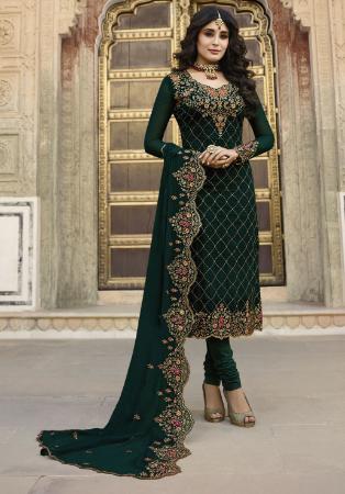 Picture of Georgette & Satin Dark Slate Grey Straight Cut Salwar Kameez